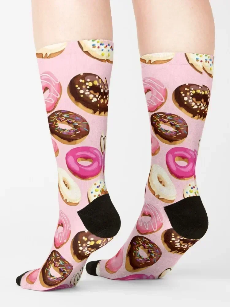 جوارب كعكة الدونات الوردية اللذيذة المضادة للانزلاق لكرة القدم الجمالية من القطن للرجال والنساء #4