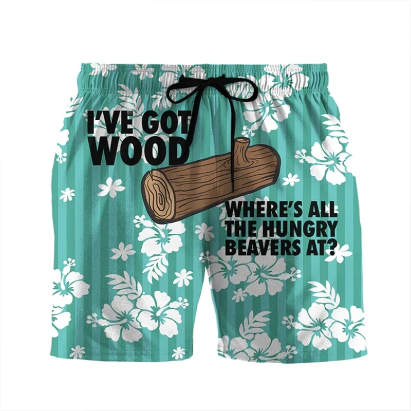 Summer Hot Selling Men's Shorts Beach Pants Personalized Funny Letter Print 3D Printing Hawaiian Beach Casual Style Men's Shorts