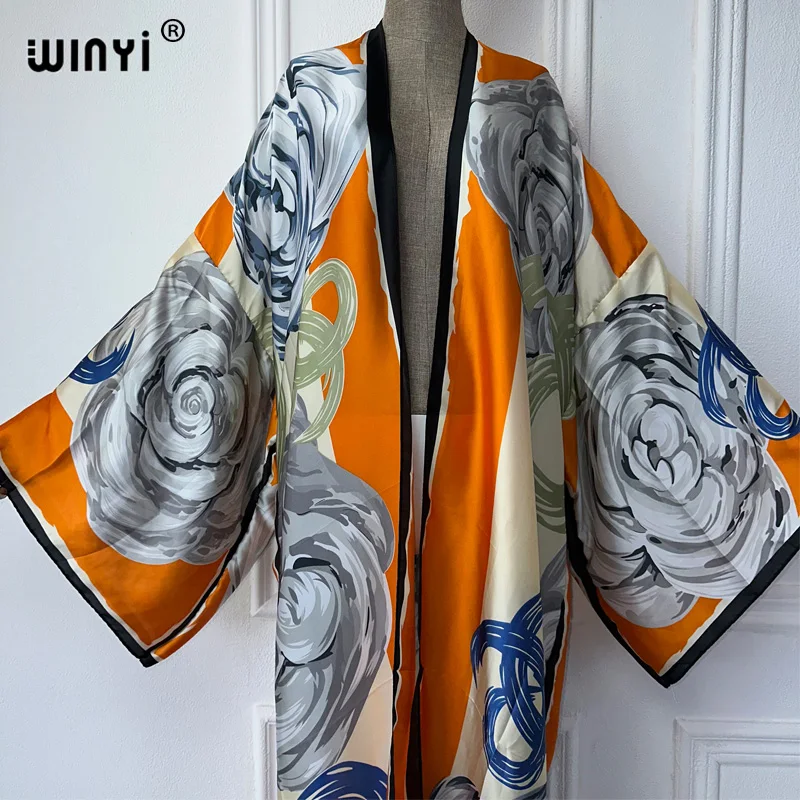 WINYI-Kimono estampado para mujer, cárdigan bohemio de verano, blusa abaya de Dubái, vestidos africanos para mujer, caftán de fiesta