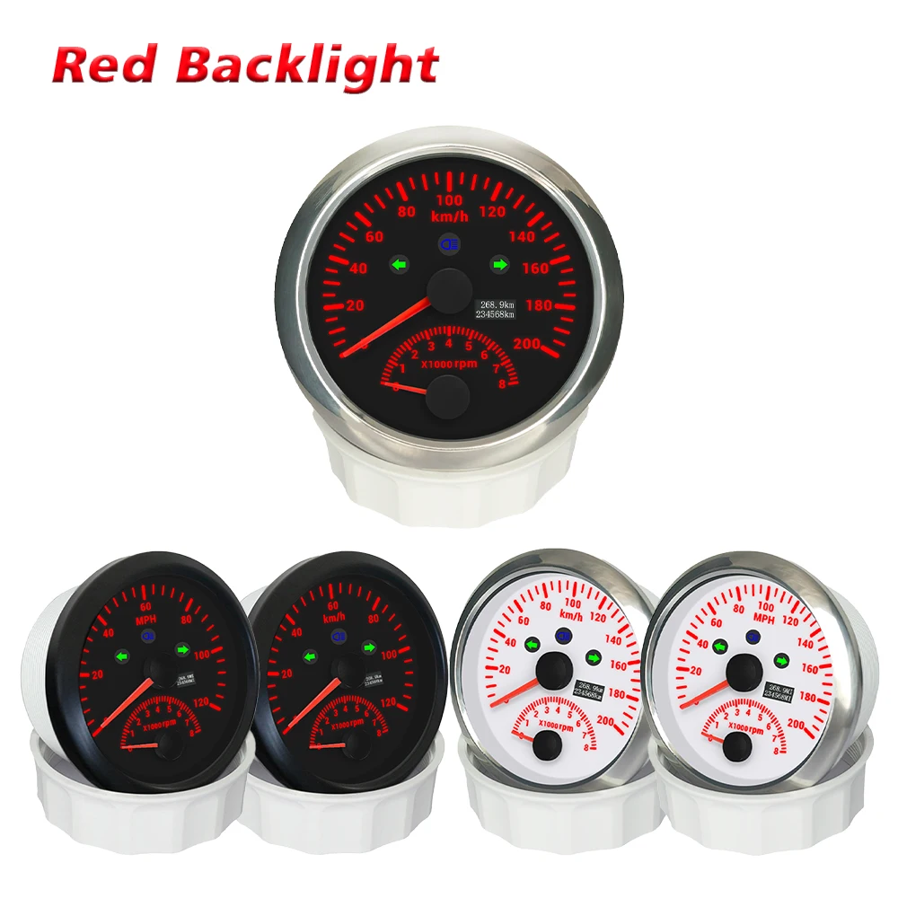 Rhaxel 85mm 2 in 1 GPS Speedometer 120km/h 120M 0-200K 0-200MPH with Tachometer 8000RPM Gauge with Backlight for Car SUV Trucks