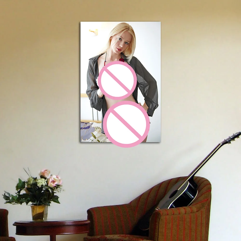 Wall Art Canvas Painting Beautiful Blonde Girl Poster & Print Picture Home Bedroom Aesthetic Decorative Mural