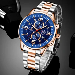 horloges mannen 2023 Merk Mannen Horloges Luxe Rvs Quartz Horloge Man Lederen Kalender Sport Horloge Lichtgevende Klok Reloj Hombre