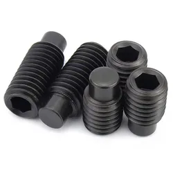 DIN915 Black Grade12.9 Steel Hexagon Socket Set Screw M2.5 M3 M4 M5 M6 M8 M10 M12 M14 M16 Dog Point Grub Convex Headless Bolt