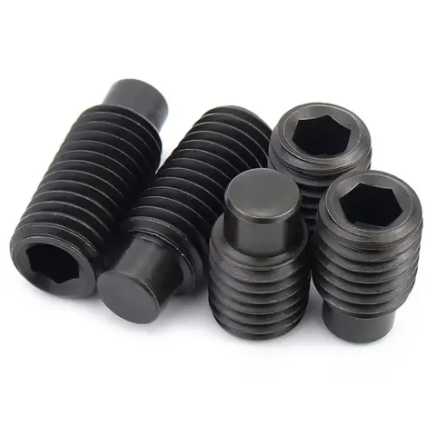 DIN915 Black Grade12.9 Steel Hexagon Socket Set Screw M2.5 M3 M4 M5 M6 M8 M10 M12 M14 M16 Dog Point Grub Convex Headless Bolt