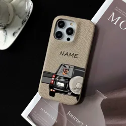 Dubai Illustration Pebble Grain Leather Case for iphone 11 12 14 13 15 16 17 Pro Max XS Max XR 16 Plus Covers Moon & Stars