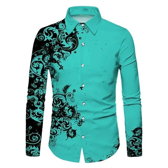 Newest Flower 3D Printed Long Sleeve Shirts For Men Cloths Hawaiian Lapel Button Tops Casual High Quality Streetwear Shirt Man