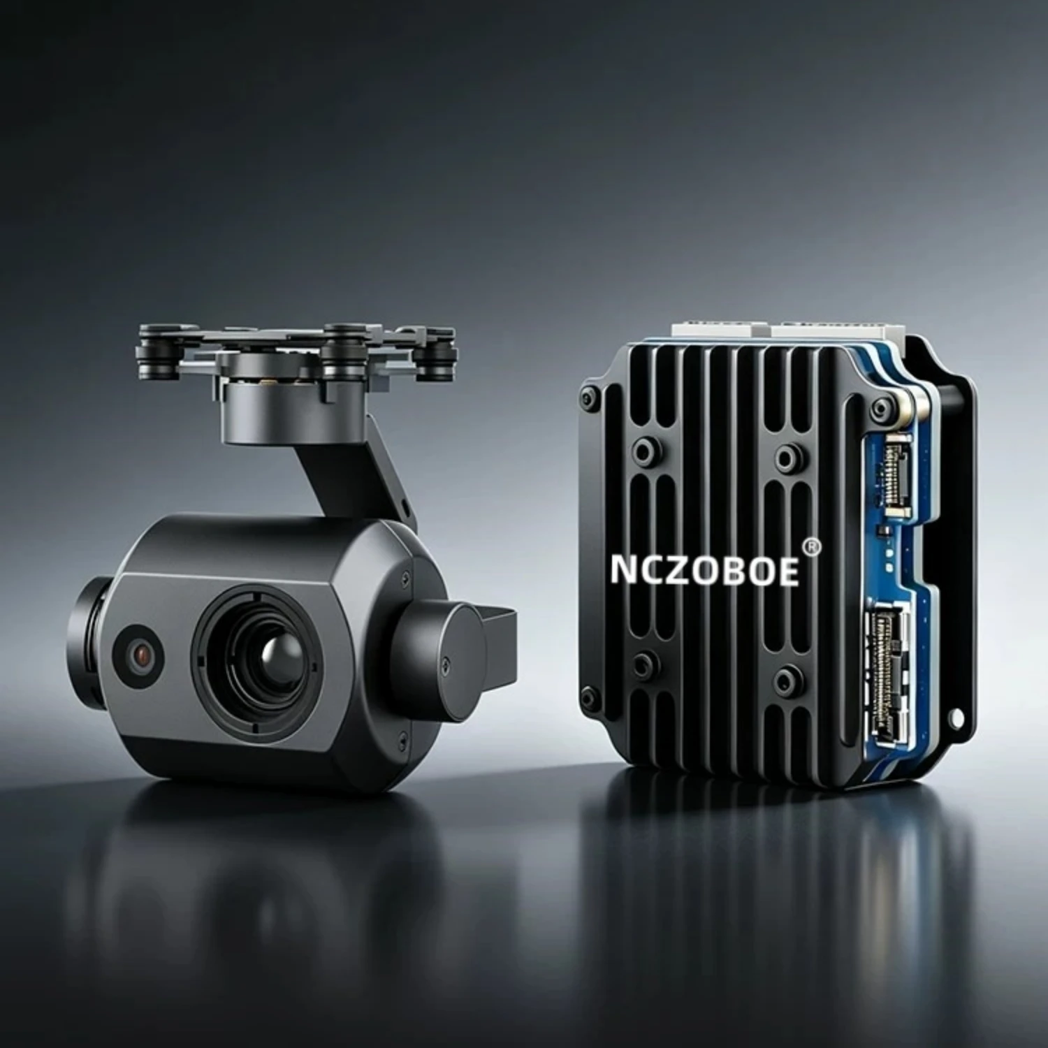 NCZOBOE FPV AI Camera Module High Definition Thermal Imaging Camera Three-Axis Stabilized Dual Light Gimbal with Dynamic