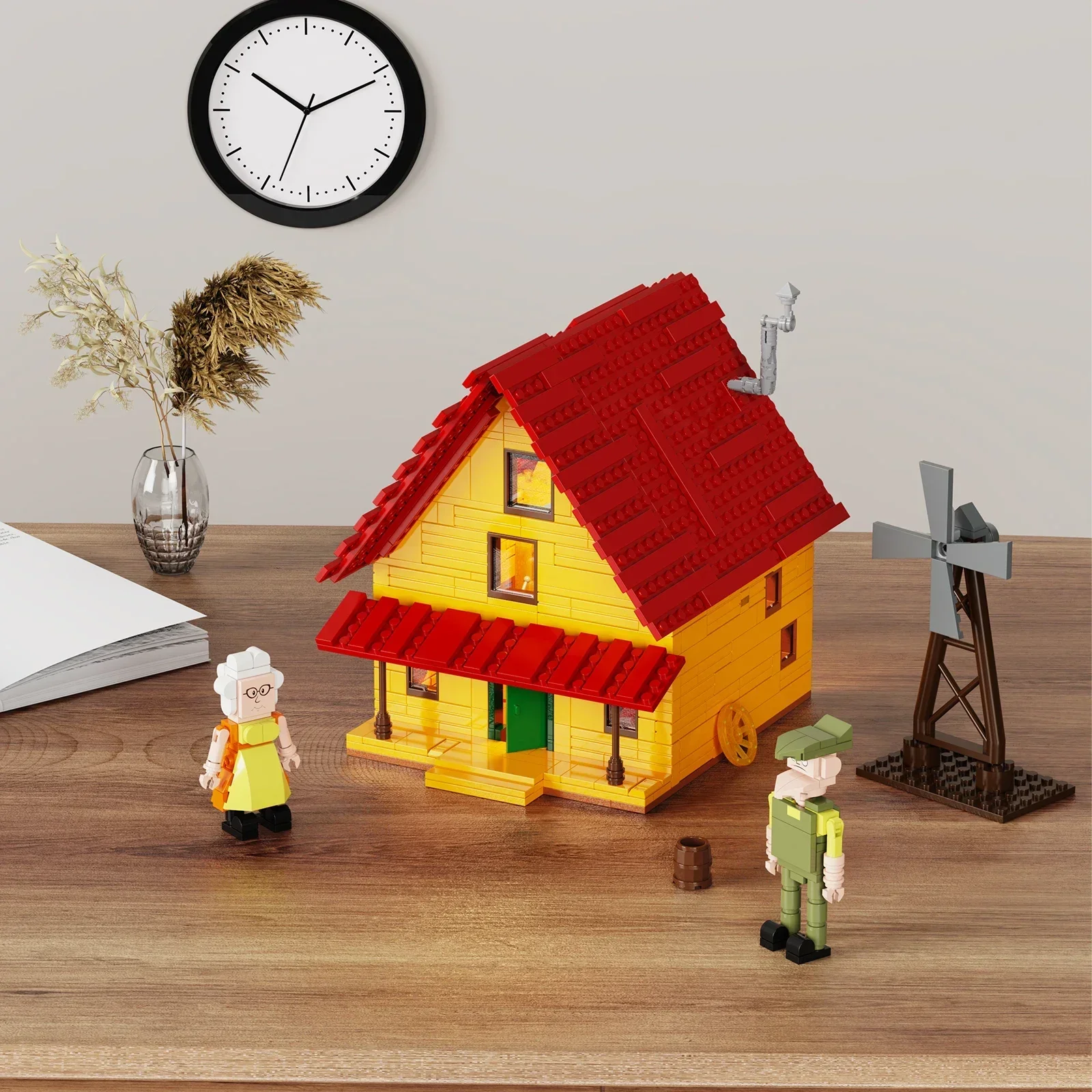 MOC Ideas Farm Windmill Cottage Blocks Courage Cowardly Dog's House Building Kit Boys and Girls Christmas Gifts (613 PCS)