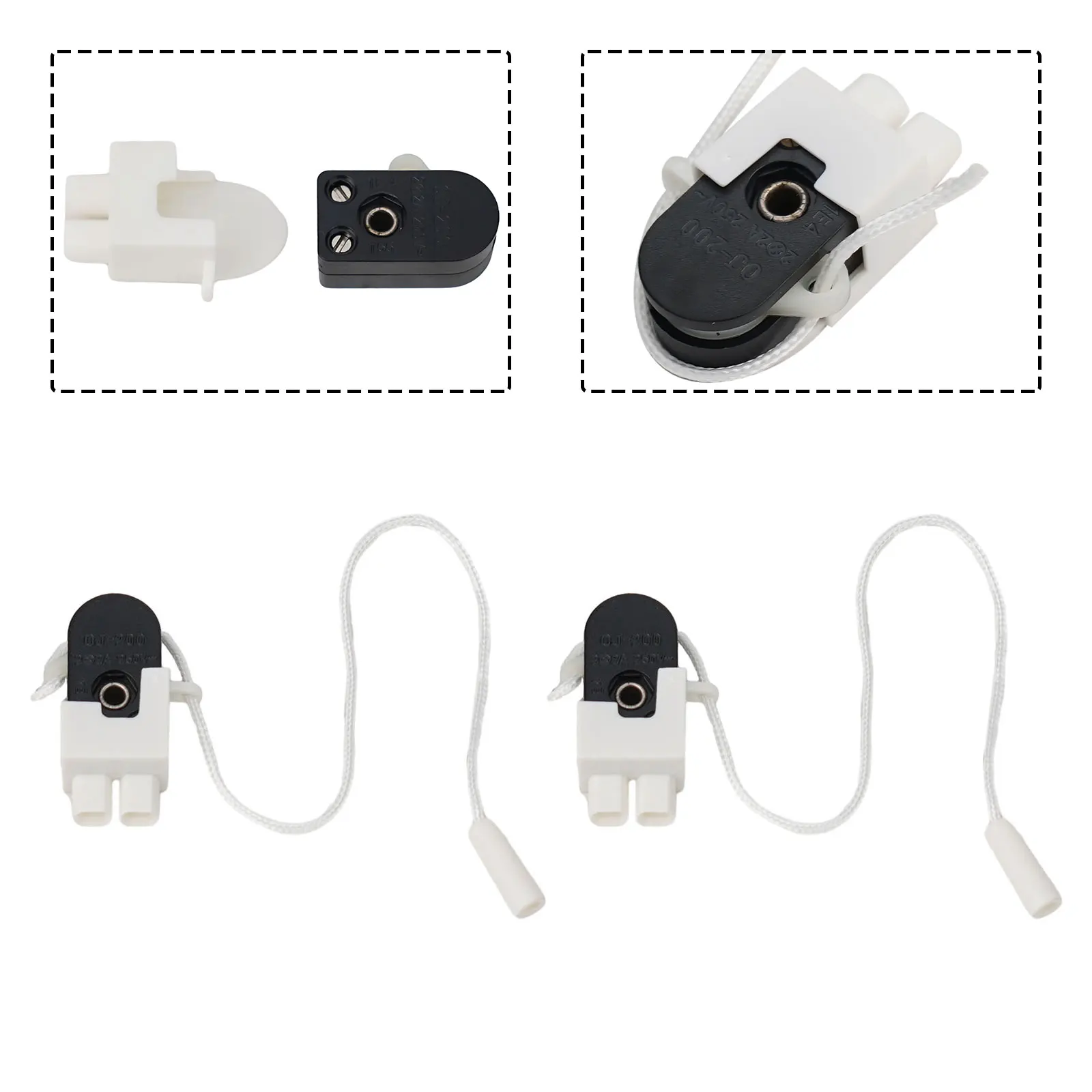 Cord-operated Switch Pull Switch White&Black 2pcs Convenient To Install For Pull Switch Lamp Switch High Quality