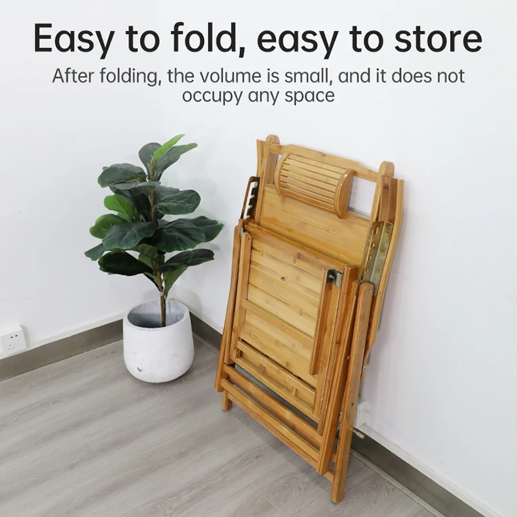 كرسي استرخاء قابل للطي من الخيزران بتصميم عصري خفيف الوزن، كرسي استلقاء للتشمس للأثاث المنزلي لحديقة فناء الشاطئ الخارجية #5