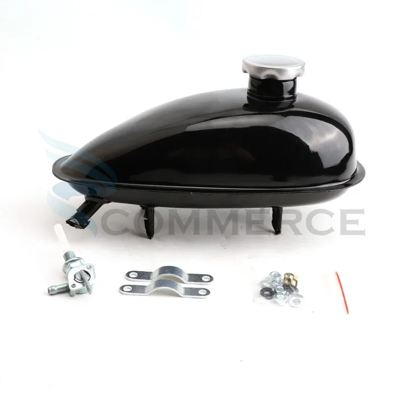 2L Black Gas Petrol Tank with cap & oil switch for 9CC 50CC 80CC 60CC Fuel Oil Engine Motorized Bicycle Scooter Accessories