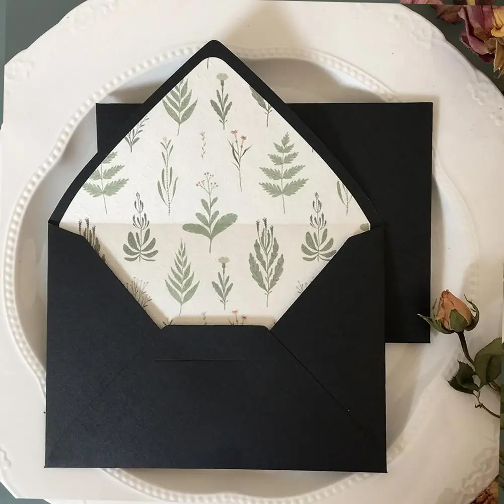 Mini enveloppe en forme de Triangle, style rétro, fabrication soignée, couleur doublée, plantes, arbres, noir, pour fête