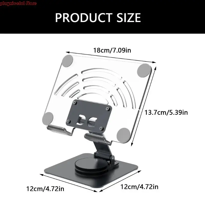 E8BA Foldable Tablet Stand With 360 degree Rotation Height Adjustment Aluminum Holder For 12.9Inch Devices
