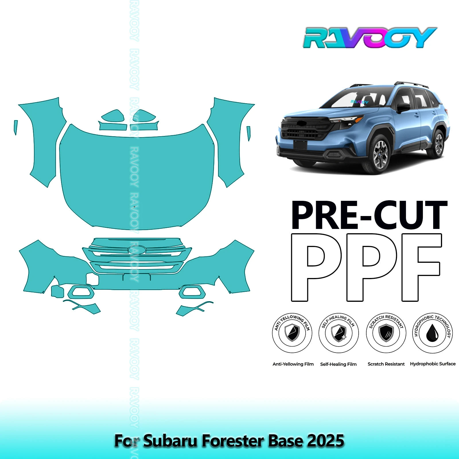 

Car Front Kit Clear Bra Precut PPF Paint Protection Film For Subaru Forester Base 2025
