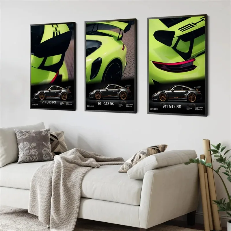 Pop Turbo super luxury sports car Poster Aesthetic 911 GT3 RS Wheels Canvas Print For Wall Art Mural Home Garage Room Decor