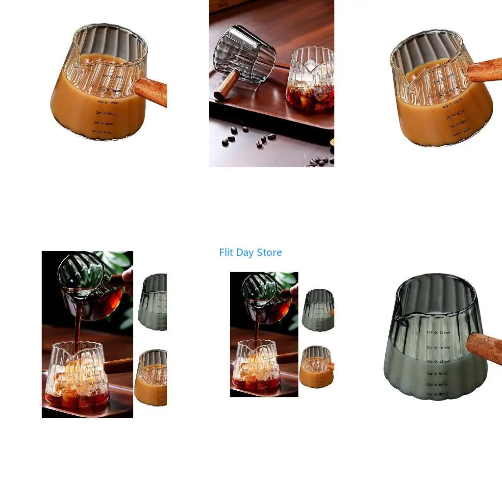 F92C Espresso Shot Glass Measuring Cup with Handle and 180ml/6oz Capacity for Hot Coffee and Milk Exact Measurement