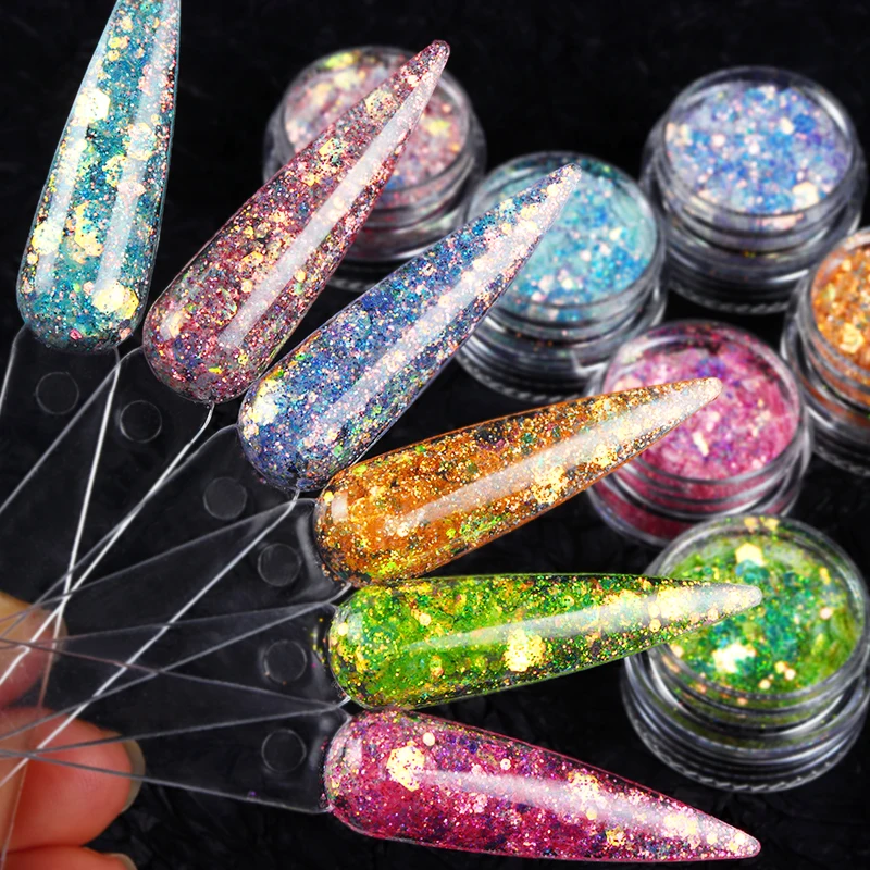 6pcs/Set Shiny Mermaids Resin Sequins Iridescent Chunky Glitter For Resin Filler Epoxy Silicone Mold Filling Slime Accessories