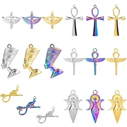 Retro 10pcs/lot Egypt Angel Stainless Steel Pendants Egyptian Goddess Cross African Ancient Queen Nefertiti DIY Jewelry Findings