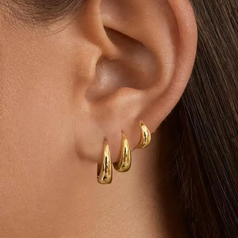 3 Pairs Stainless Steel Minimalist Huggie Hoop Earrings For Women Tiny Round Circle Punk Unisex Rock Jewelry