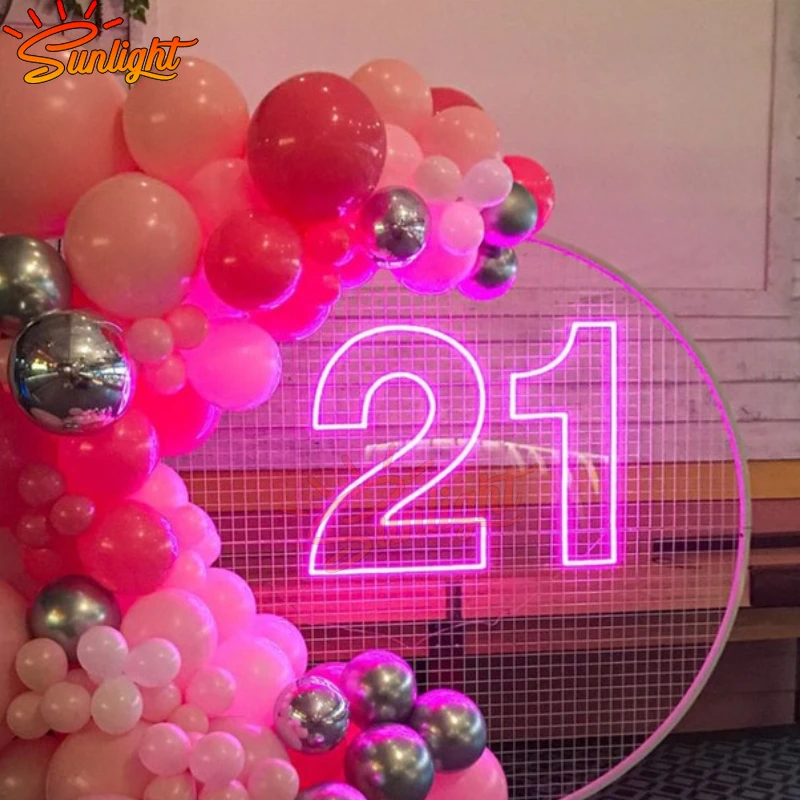 21st Twenty-One Birthday Neon Sign Custom Number LED Light Sign for Birthday Party Decor Led Numbers Custom Unique Birthday Gift