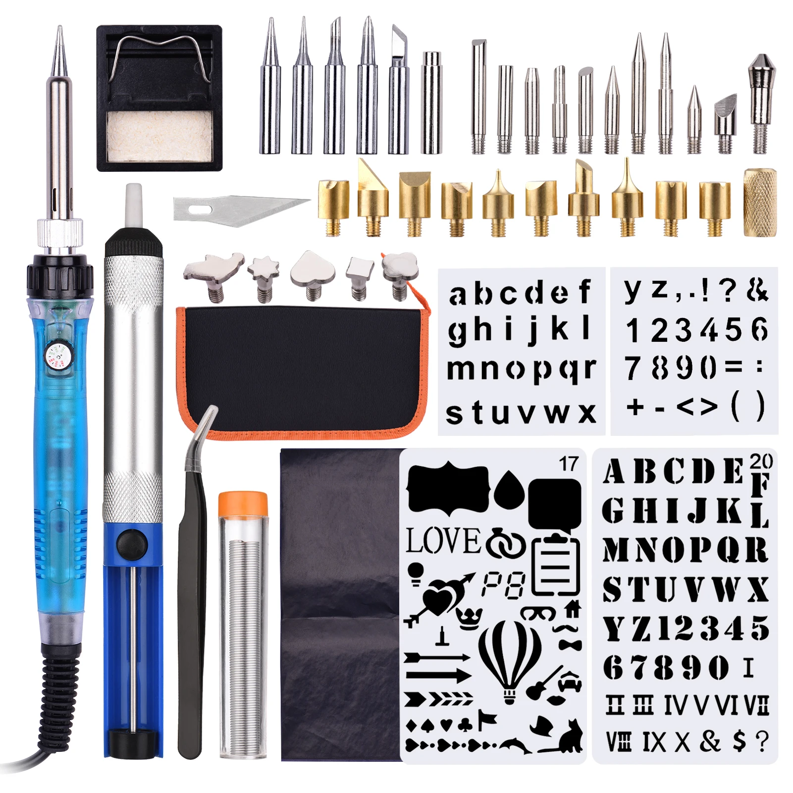 Wood Burning Kit 53PCS Adjustable Temperature 200-450℃ Wood Burning Tools Pyrography Pen Set with 28 Tips for Wood Engraving
