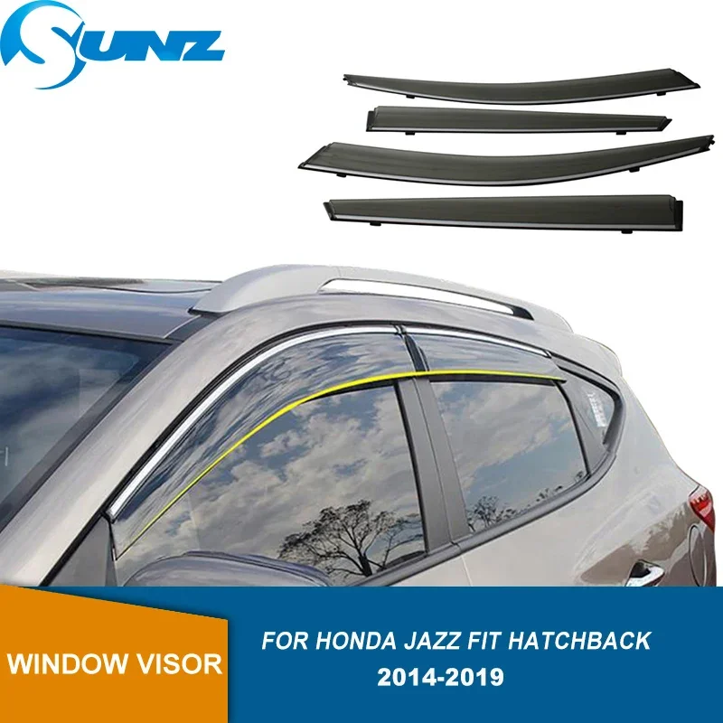 

Side Window Deflectors For Honda Jazz Fit Hatchback 2014 2015 2016 2017 2018 2019 Window Visor Sun Rain Wind Guards