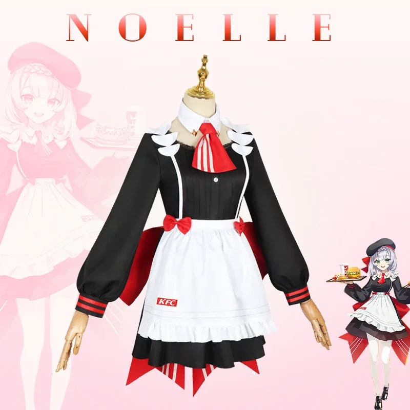 Anime Game Genshin Impact Collaboration KFC Noelle costumi Cosplay cameriera Lolita Dress Kawaii Uniform Halloween Girl grembiule Hat