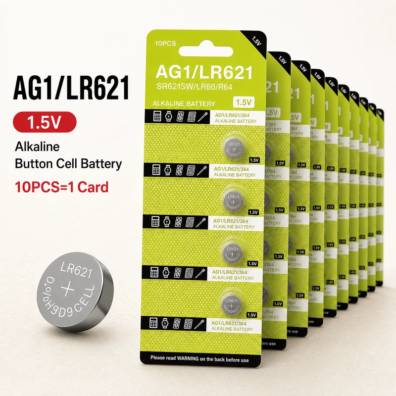 Alkaline Button Cell Battery AG1 LR621 1.55V 100-500PCS SR621SW 364 363 621 Coin Cell for Watch Clock Remote