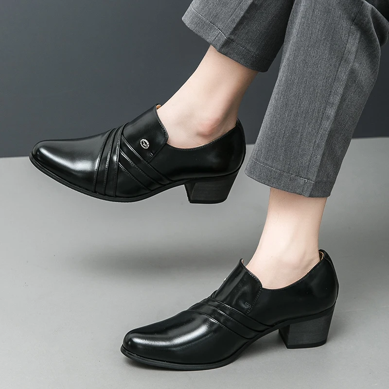 جديد النمط الصيني البريطاني أحذية عالية الكعب مع نصائح مدببة عادية وسيم العصرية الأعمال الزفاف مأدبة الكوبية حذاء رجالي #6