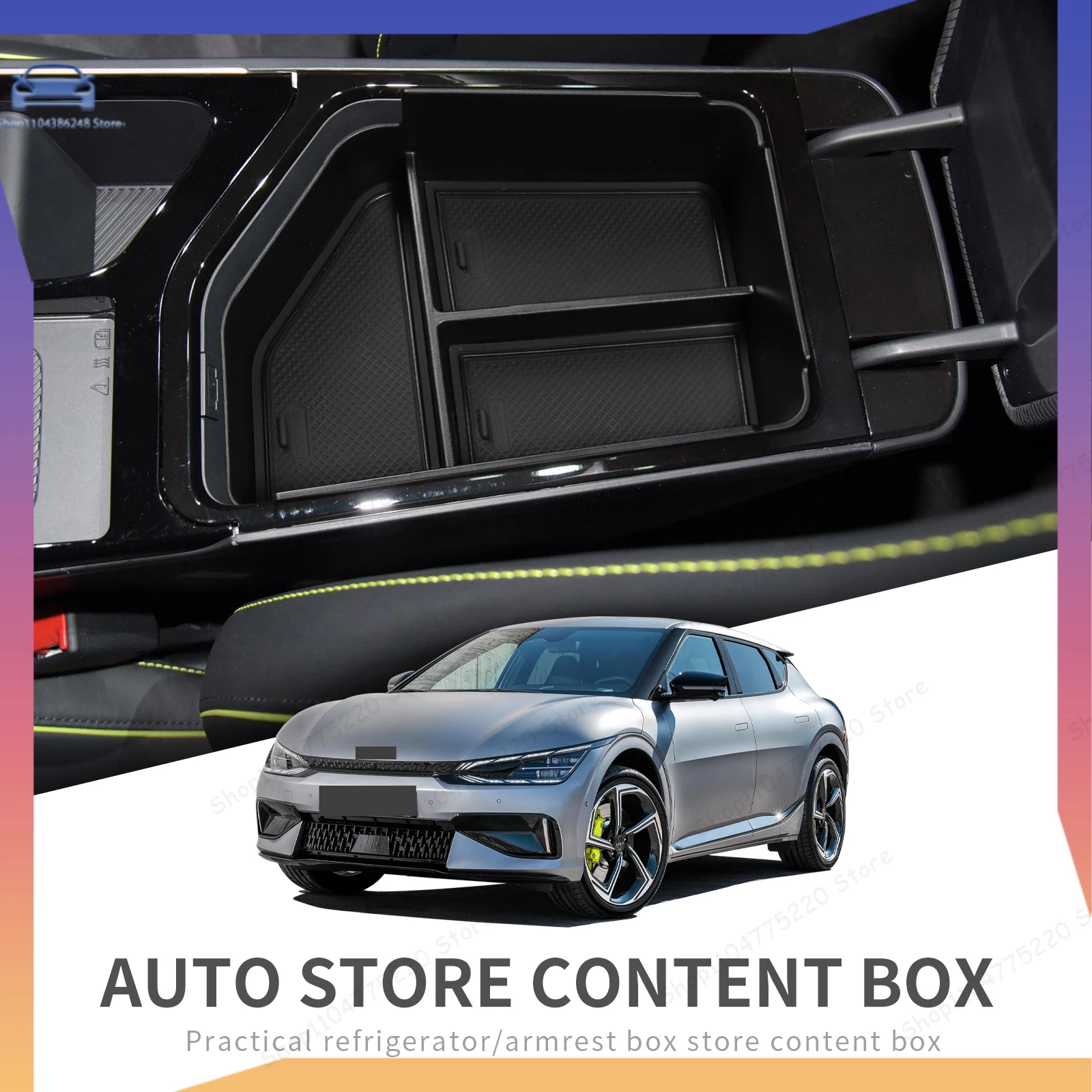 Car Central Armrest Storage Box Center Console Tray Organizer Accessories Tidying LHD for Kia EV6 2022-2026 (Left Rudder Only)