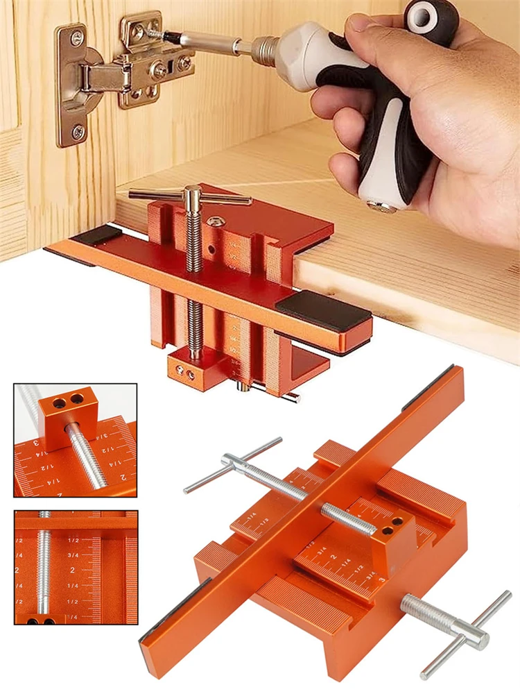 Cabinet Door Mounting Jig Support Arm Storage Cabinet Door Installation Fixed Clip Aluminum Alloy Body Tools for Cabinets&Frames