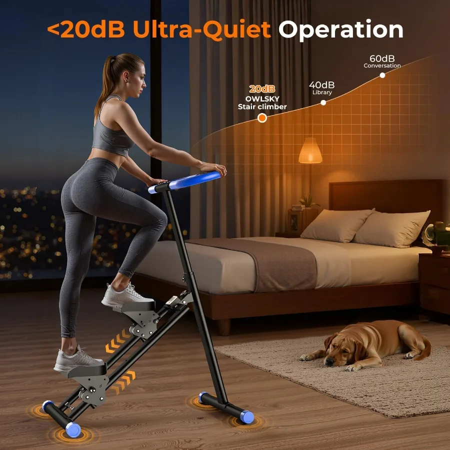 ماكينة تمرين متسلق عموديًا للمنزل مع إطار مثلث ثابت وشاشة LCD ناعمة وهادئة لكامل الجسم #4