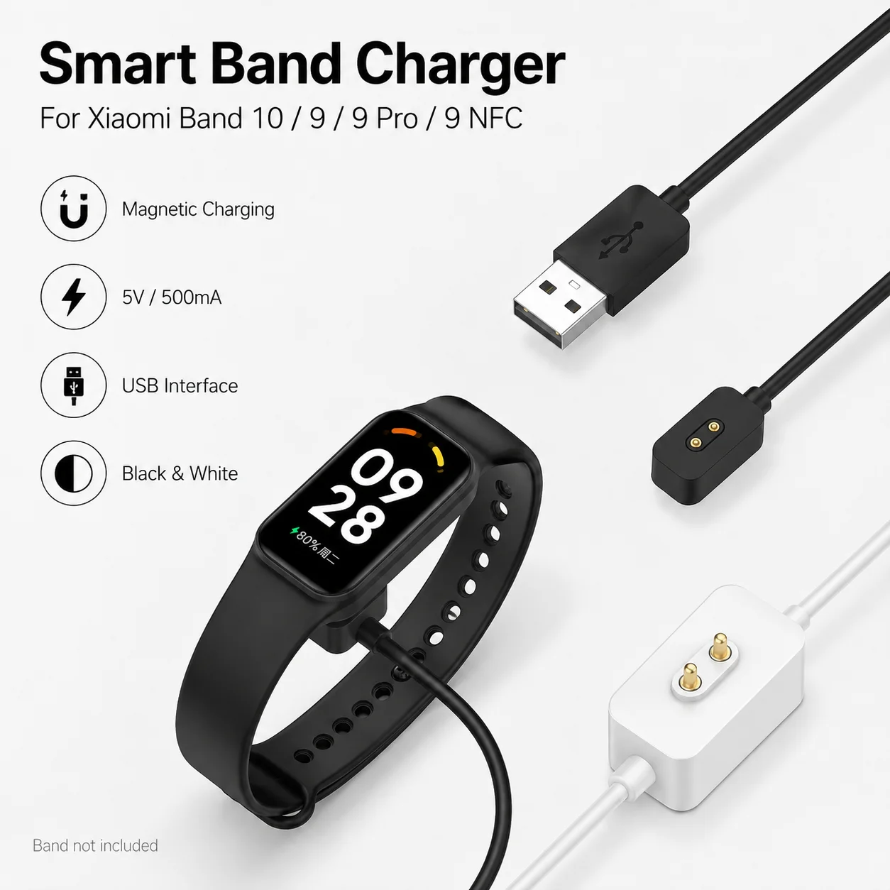 Magnetic Chargering For Xiaomi Smart Band 10/8/9/8 Active Redmi Watch 5/5Acitve/3 Active/Watch 4 Universal USB Charging Cable