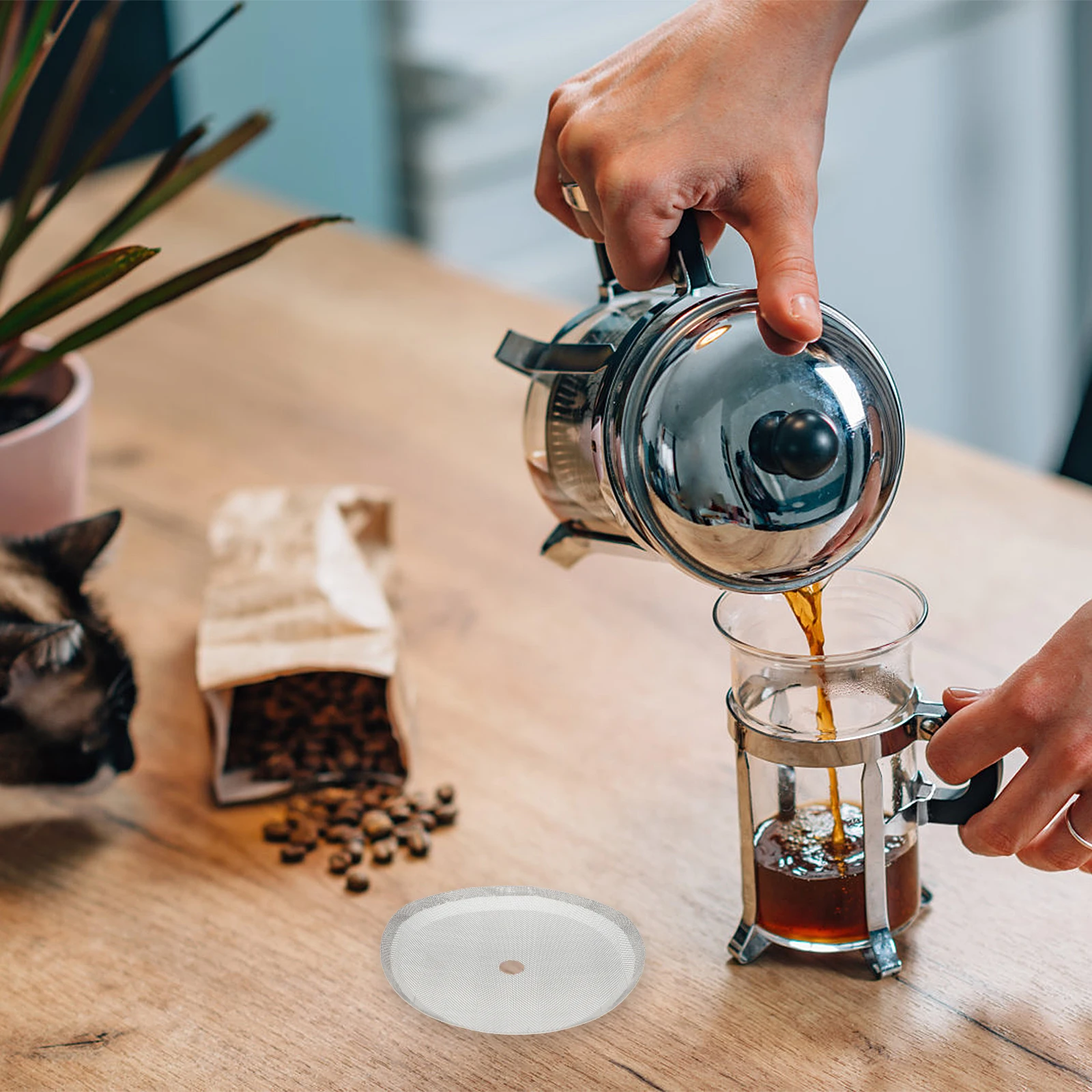 

2 Pieces 10cm Stainless Steel Coffee Tea Filter Mesh Strainer Press Accessories Replacement Kitchen Bar