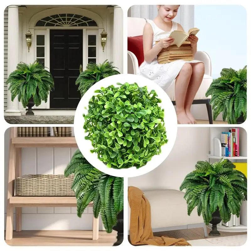 Artificial Topiary Ball Non-Fading Artificial Plant Ball UV Resistant Fake Plant Sphere Faux Grass Decor For Garden Backyard