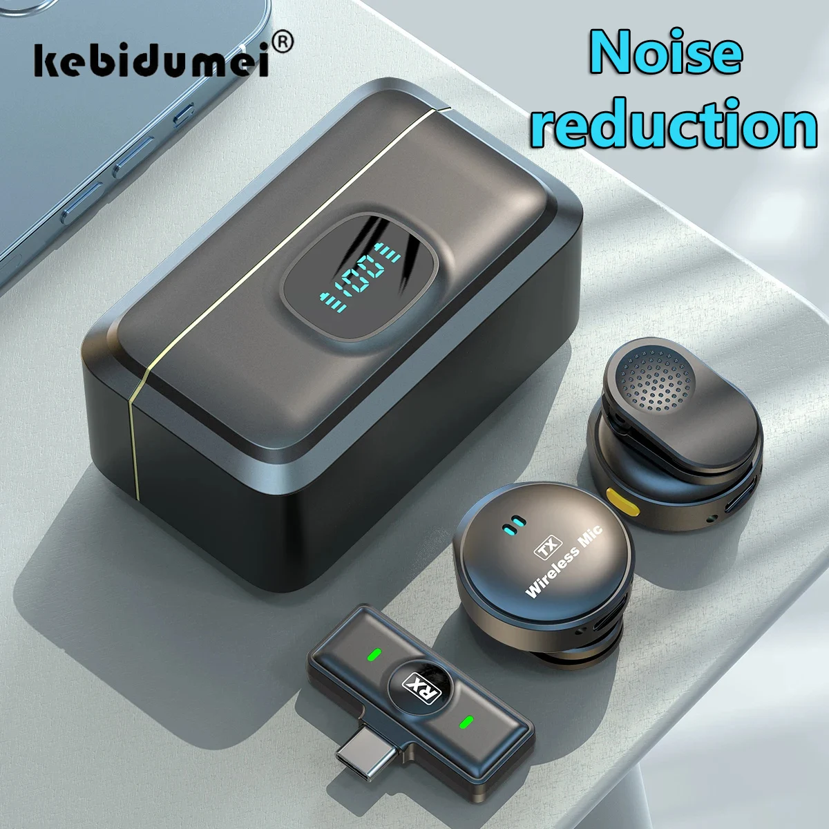 

2.4G Chip Wireless Magnetic suction Collar Microphone With Charging Case Double Noise reduction Receiver For Video Recording