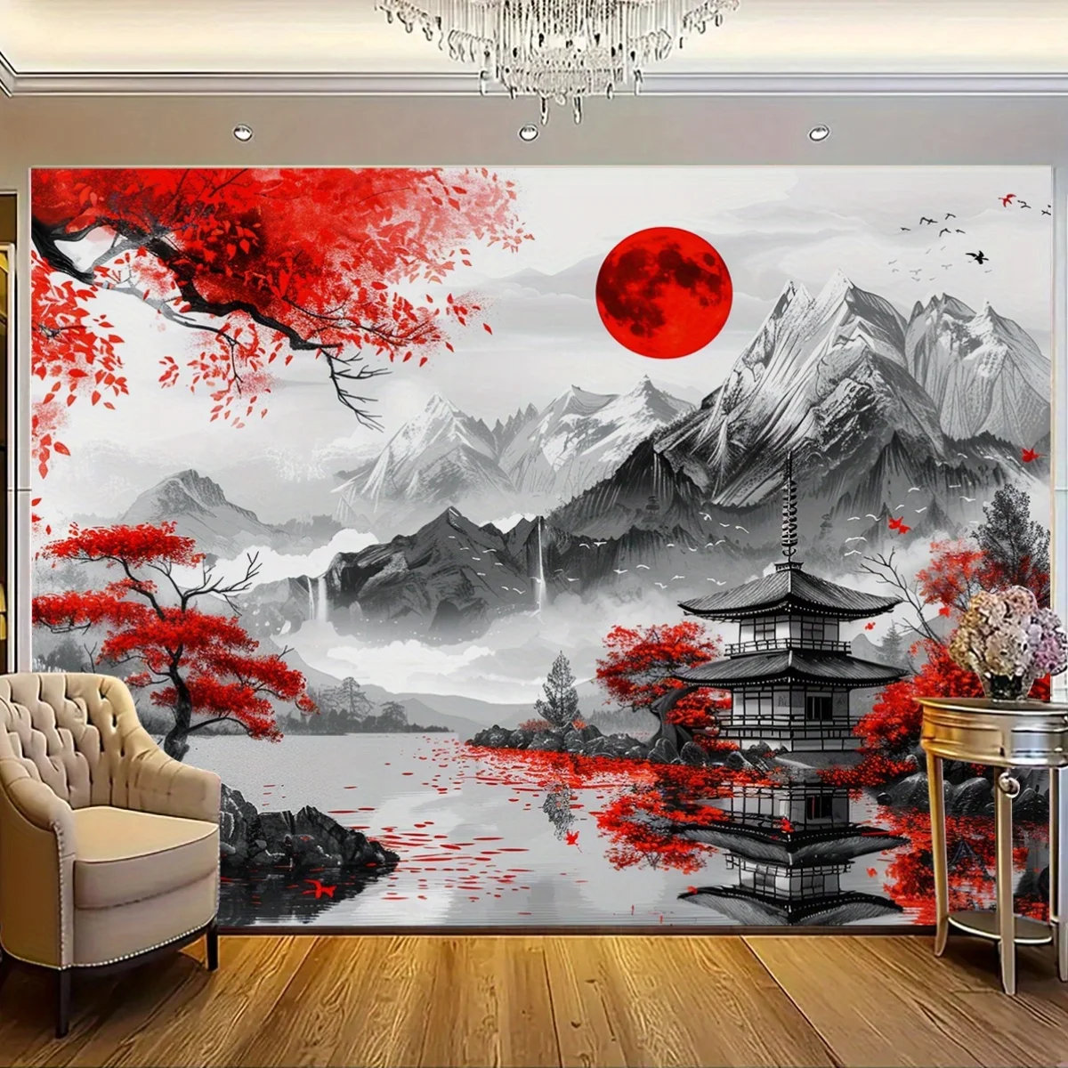 Tapisserie de sérénité orientale – Parfaite pour la décoration de la maison, ajoutez une touche de la beauté tranquille et un charme culturel vers votre espace de vie