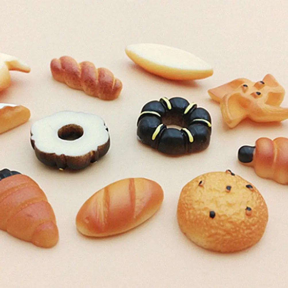 

50 шт. имитаций хлеба из смолы для рукоделия, комплект для изготовления серег, украшений, подвесок и декоративных элементов в виде еды