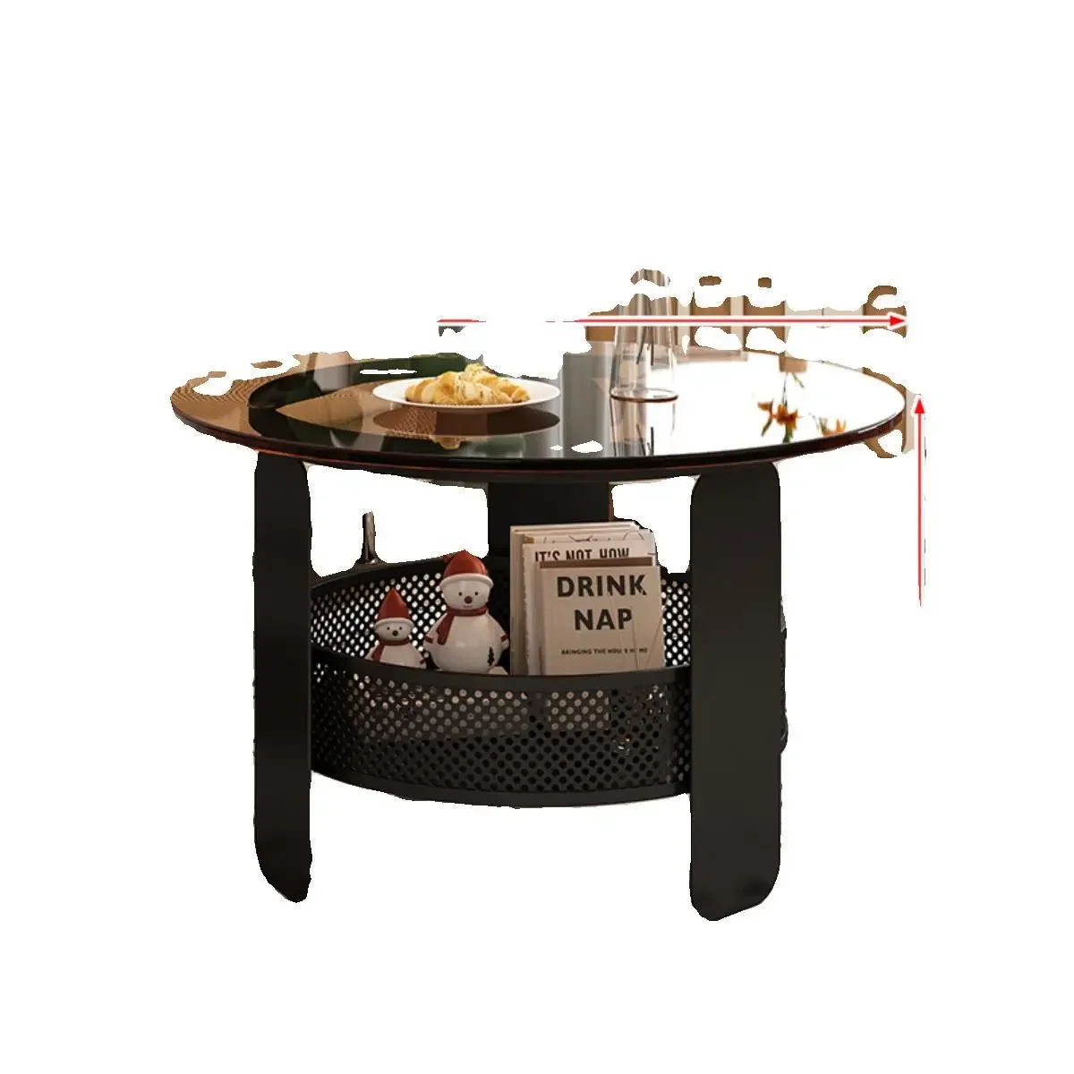 Country Glass Top Center Table Compact Size Timeless Style Stain Resistant Height Adjustable Classic Design