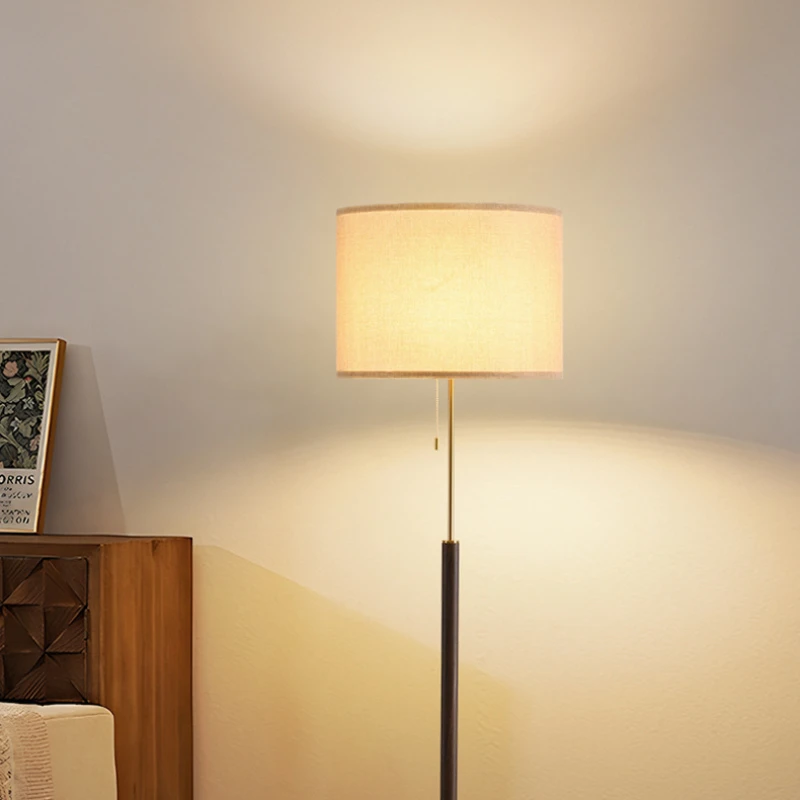 Retro Walnut Wood Color Floor Lamp Home Decoration Bedroom Bedside Light Living Room Sofa Study Atmosphere Standing Lights