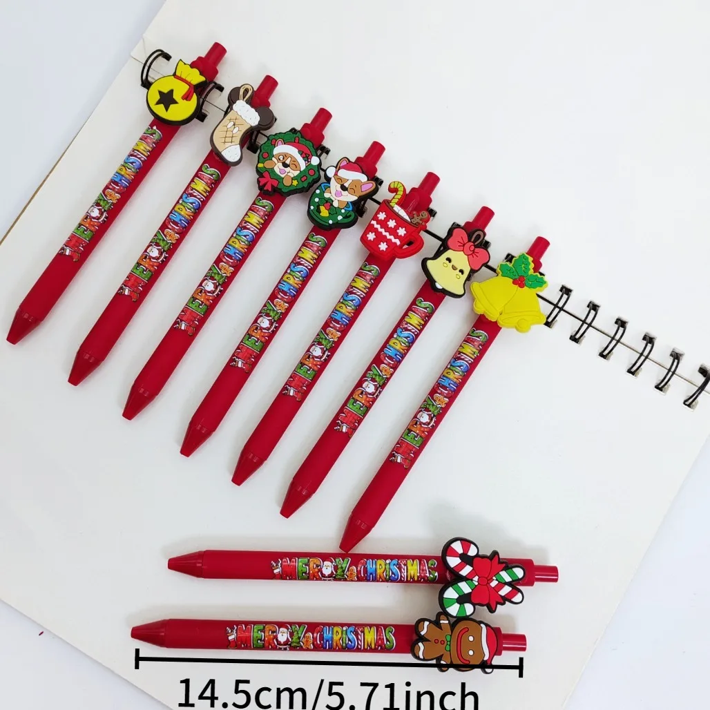 5pcs/10pcs Christmas Elements Gift Pen Creative Christmas Elements Ballpoint Pen Student Writing Signature Text