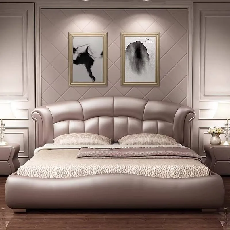 Elegant Base Luxury Bed Bedside Table Backrest Bedroom Home Double Bed Dressers Accessories Letto Matrimoniale Home Furniture