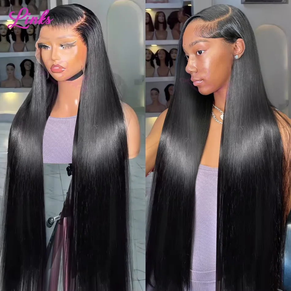 

200% Bone Straight 13x6 HD Transparent Lace Frontal Human Hair Wigs Brazilian 30 40 Inch 13x4 Front Wig For Women Pre Plucked