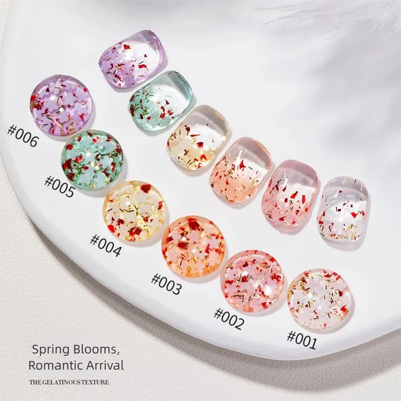 MIANEL Spring Floral Gel Nail Polish, 2026 New Jar Type, Summer Sheer Tiny Flower Glitter UV Gel, Professional for Nail Salons