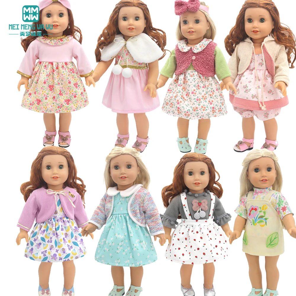 17-18inch Doll Clothes Fashion Dresses, Hooded jumpsuit, cardigan strap skirts for American doll and New Baby Toys Girl gifts