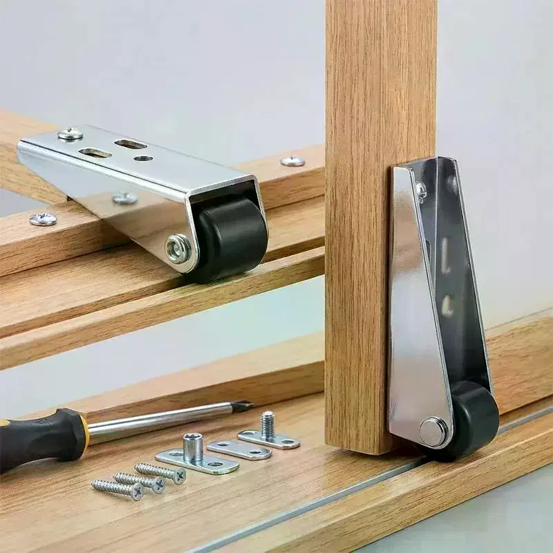 Sliding Door Track Pulley Silent Right Angle Directional Rollers Effortless Telescopic Aluminum Alloy Side Mounted