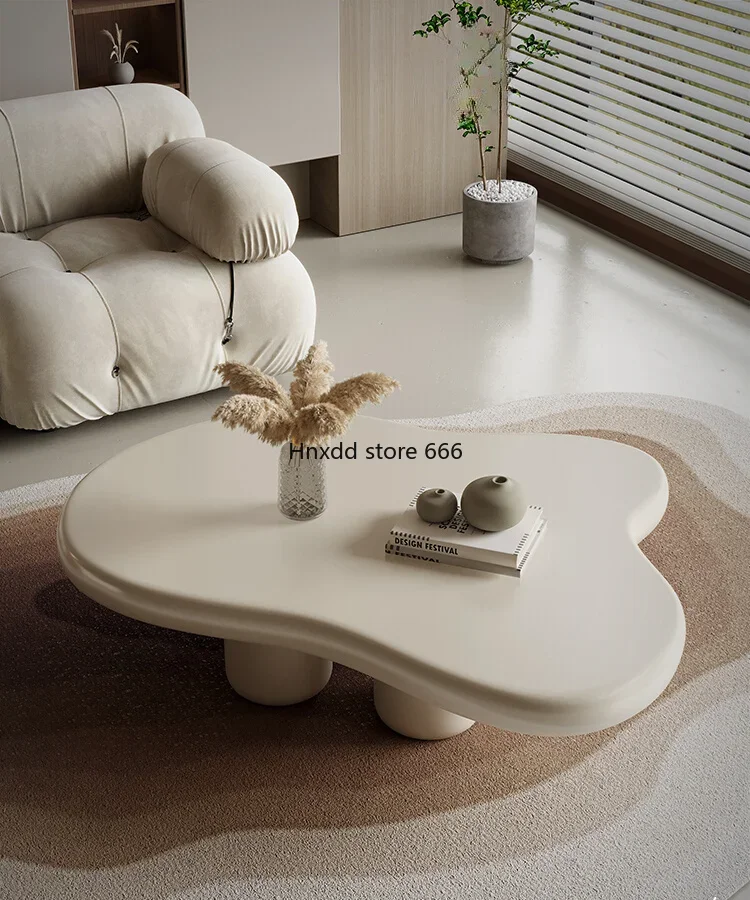 White small apartment living room cream wind special-shaped cloud coffee table