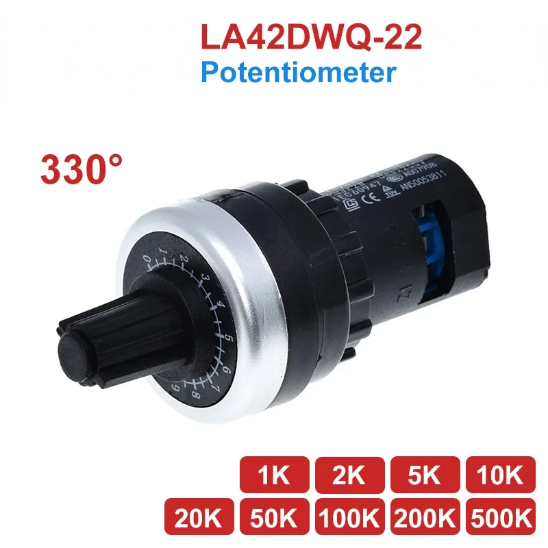 LA42DWQ-22 1K 2K 4.7K 5K 10K 20K 50K 100K 200K 500K 22mm Diameter Pots Rotary Potentiometer Converter Governor Inverter 20MM