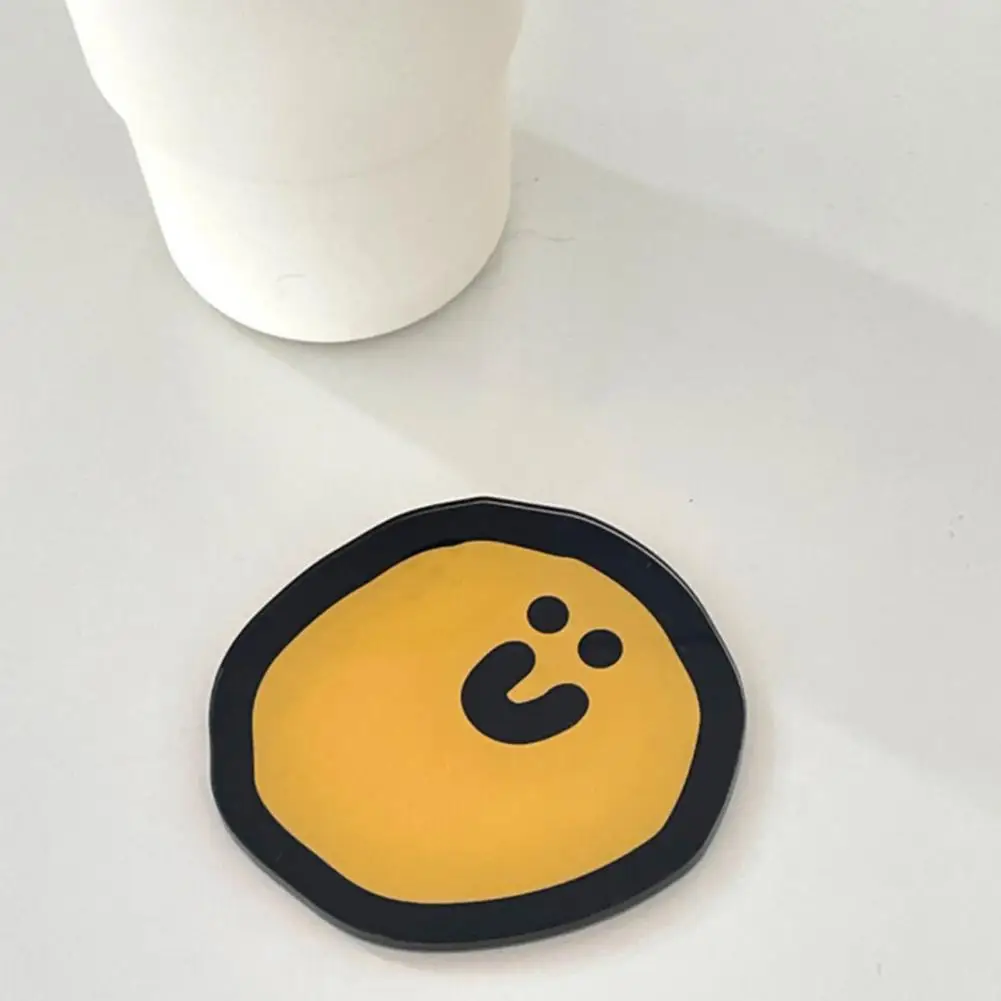 

Furniture Protection Coasters Cartoon Acrylic Coasters Set Heat-resistant Cup Mats for Coffee Drinks Cute Smile Design for Home