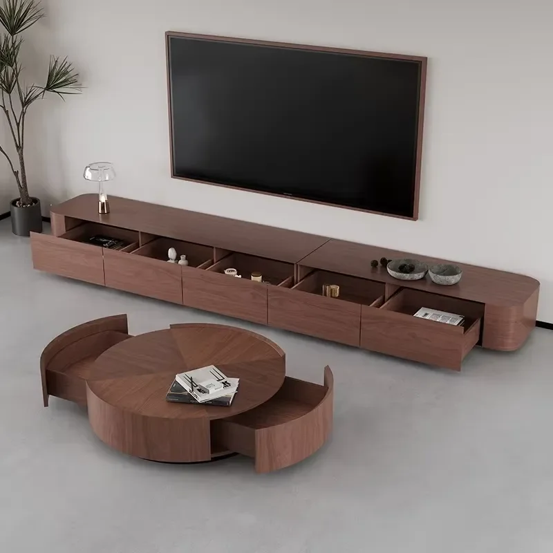 New Retro Solid Wood TV Cabinet with Hanging Installation Simple Design for Modern Living Room and Small Apartment